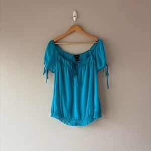 lane bryant tie sleeve teal blouse